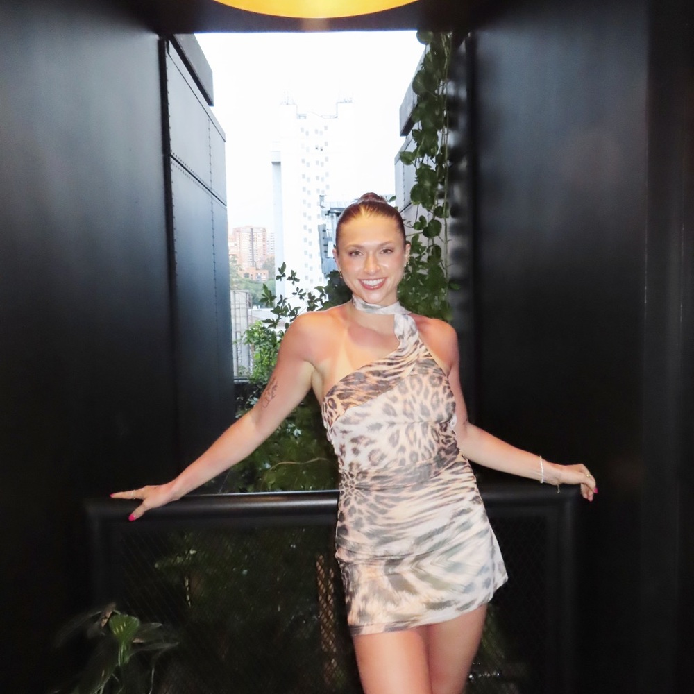 Chic Animal Print One-Shoulder Dress